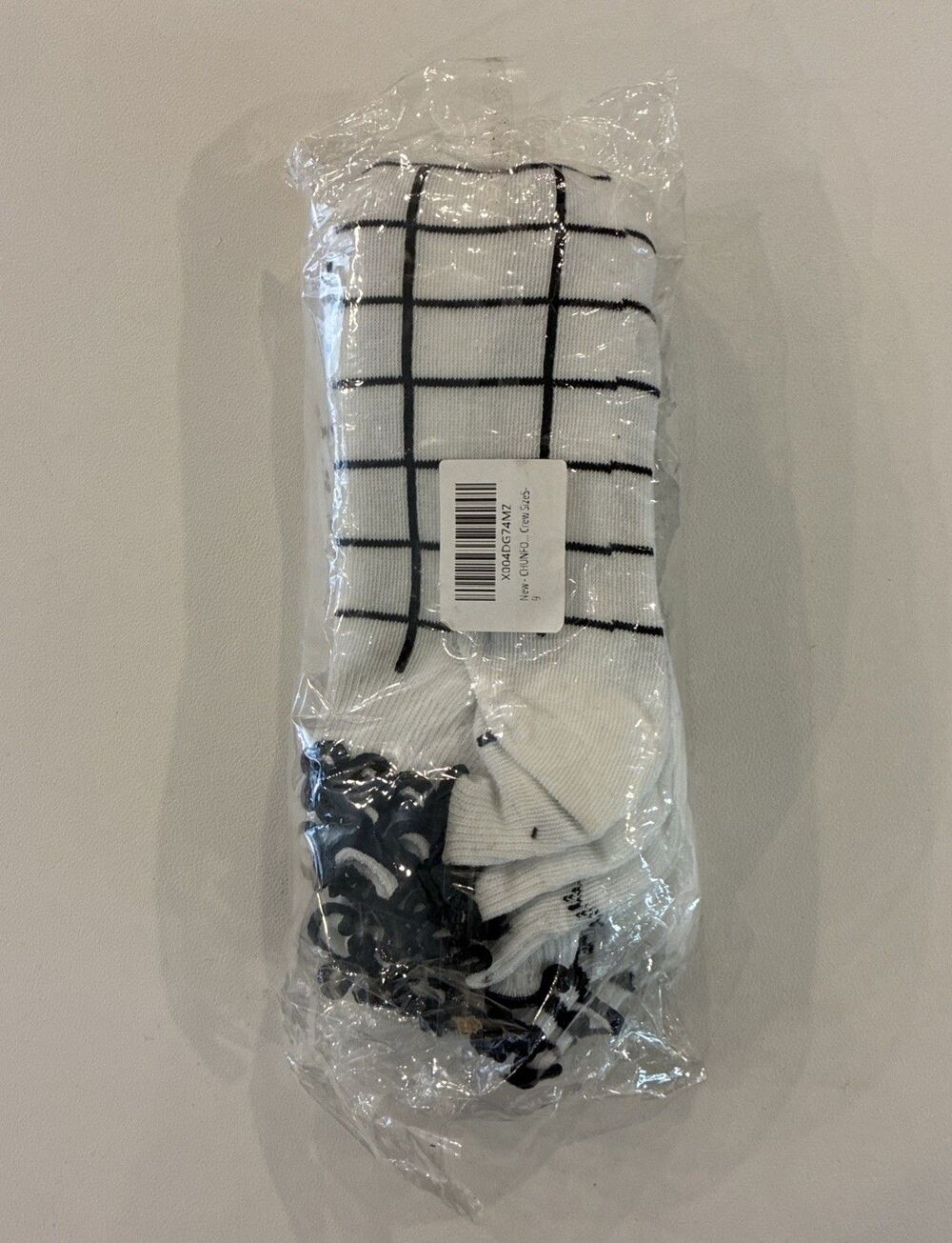 Chunfo Womens Crew Socks 9 Pair White Black Striped Pattern Casual New